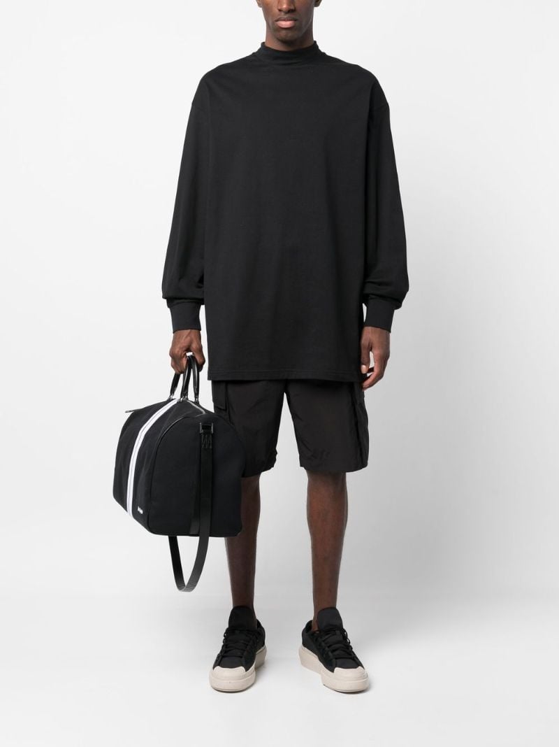 Black Mock-neck Long-sleeve Cotton T-shirt