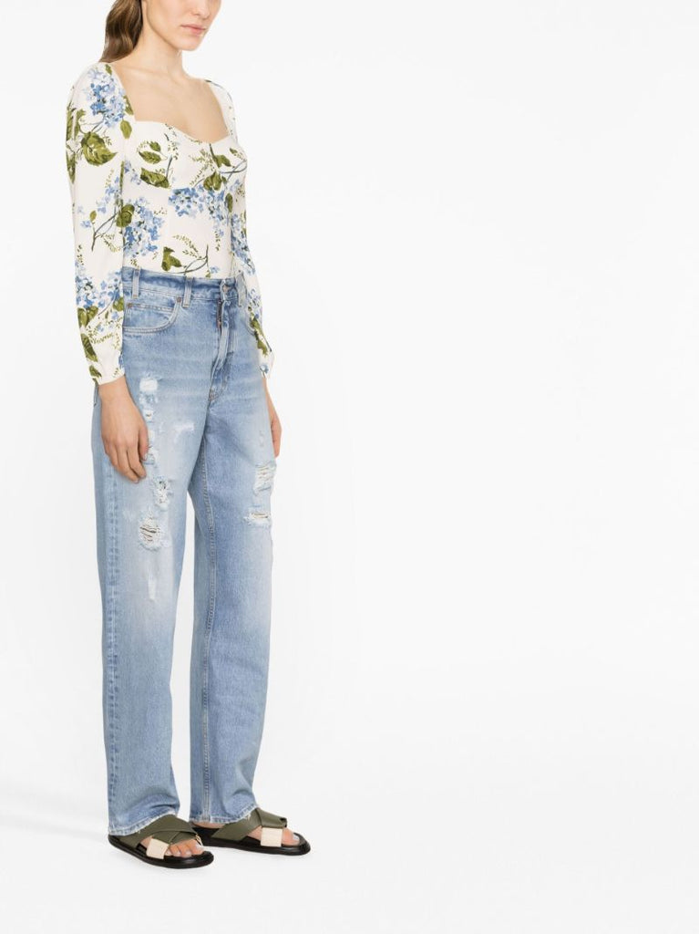 Neutral Reign Floral Print Top
