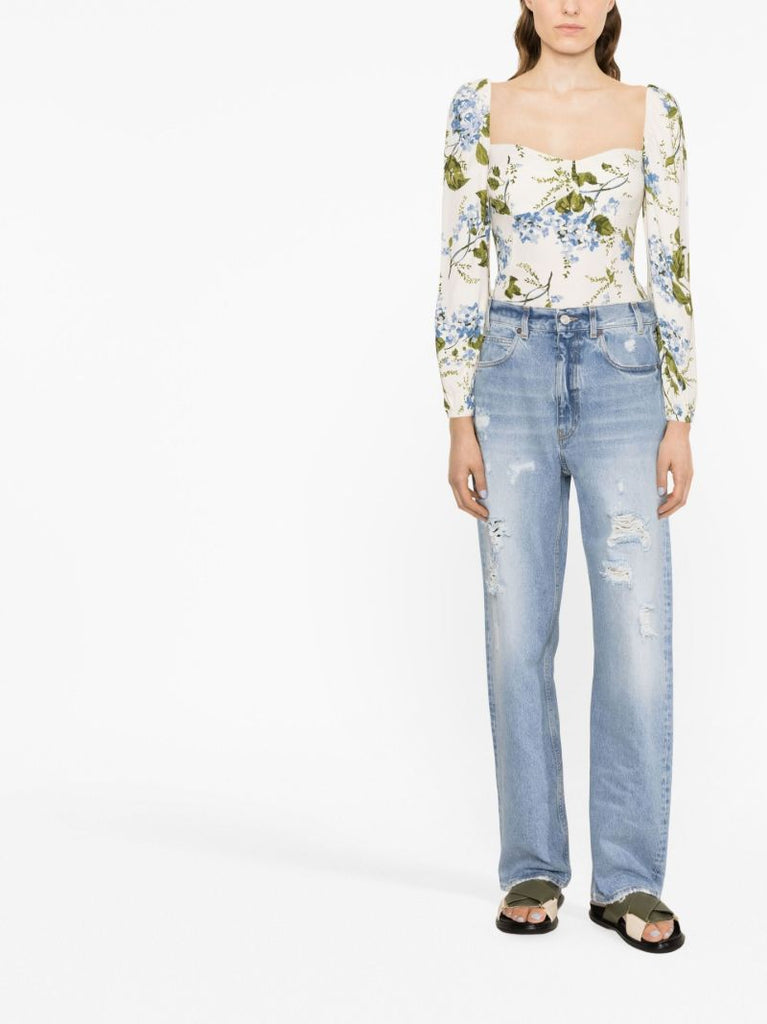 Neutral Reign Floral Print Top