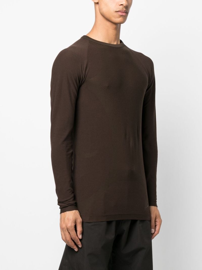 Brown Seamless Long-sleeve Cotton T-shirt