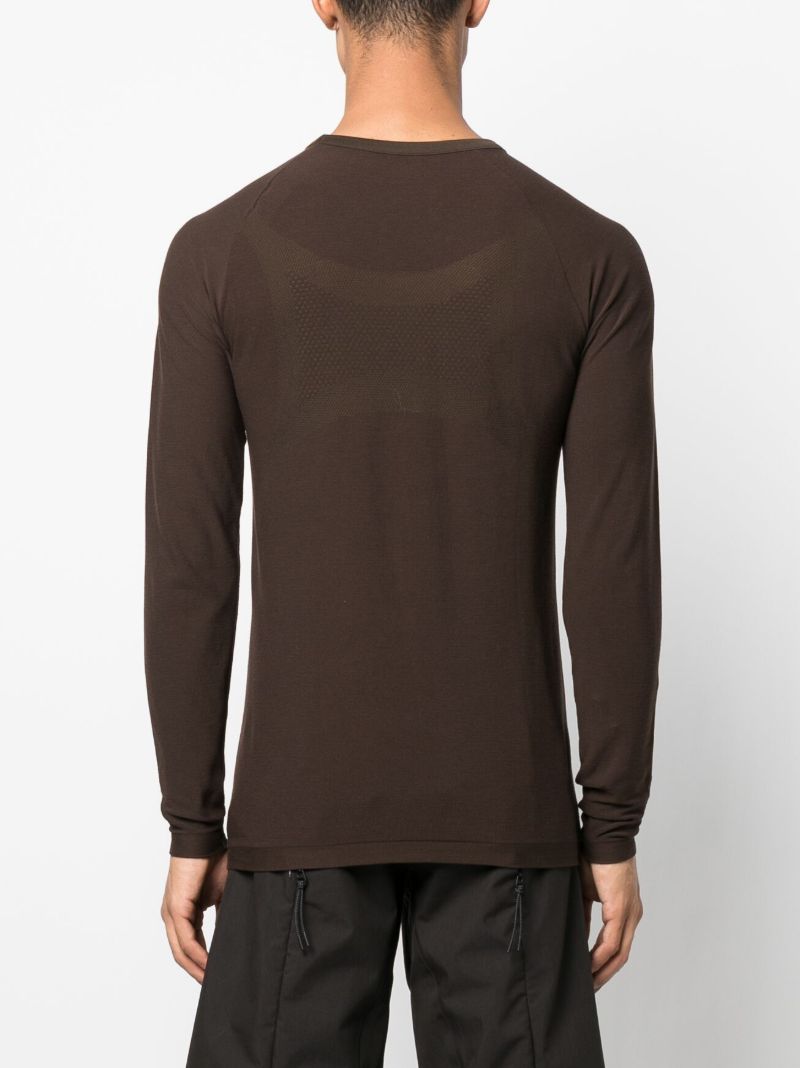 Brown Seamless Long-sleeve Cotton T-shirt