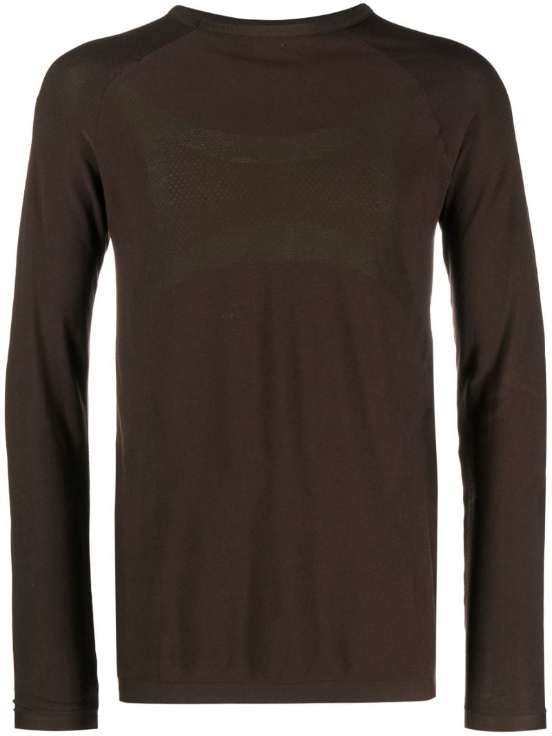 Brown Seamless Long-sleeve Cotton T-shirt