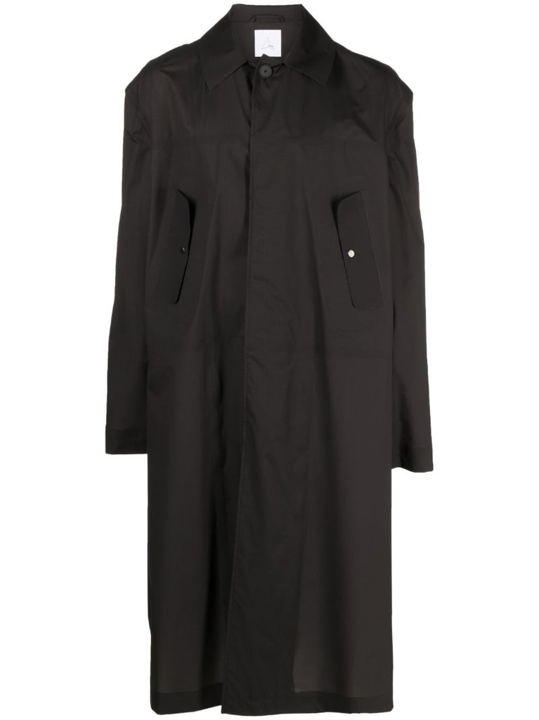 Black Logo-print Single-breasted Coat