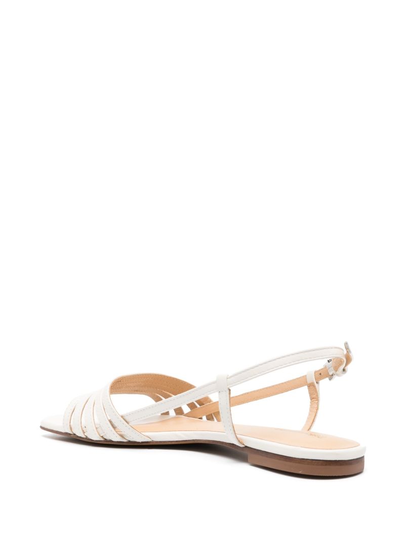 White Millie Lattice Flat Leather Sandals