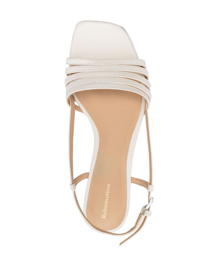White Millie Lattice Flat Leather Sandals