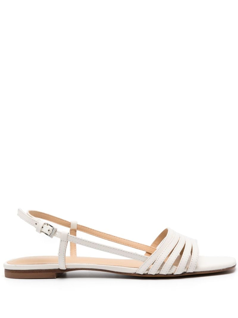 White Millie Lattice Flat Leather Sandals