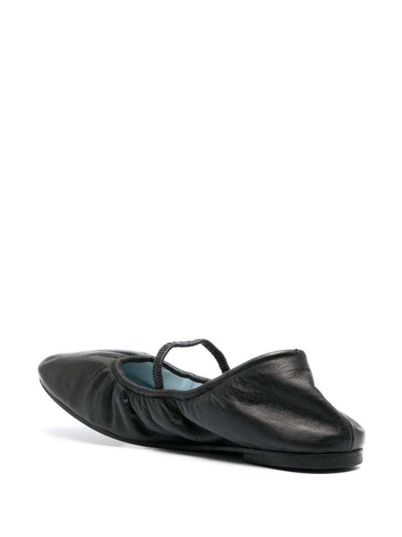Black Buffy Leather Ballet Pumps