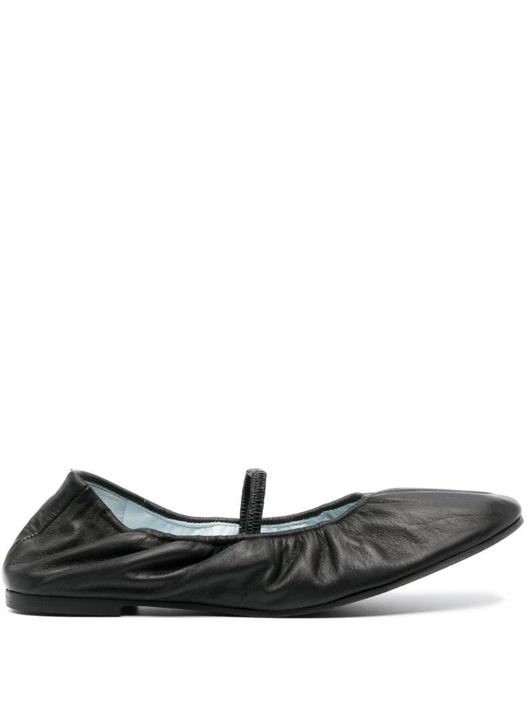 Black Buffy Leather Ballet Pumps