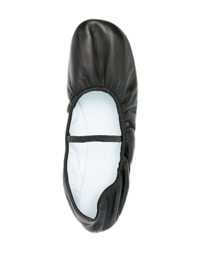 Black Buffy Leather Ballet Pumps