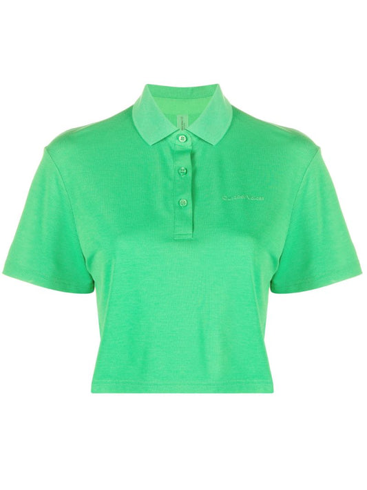 Green Birdie Cropped Polo Top