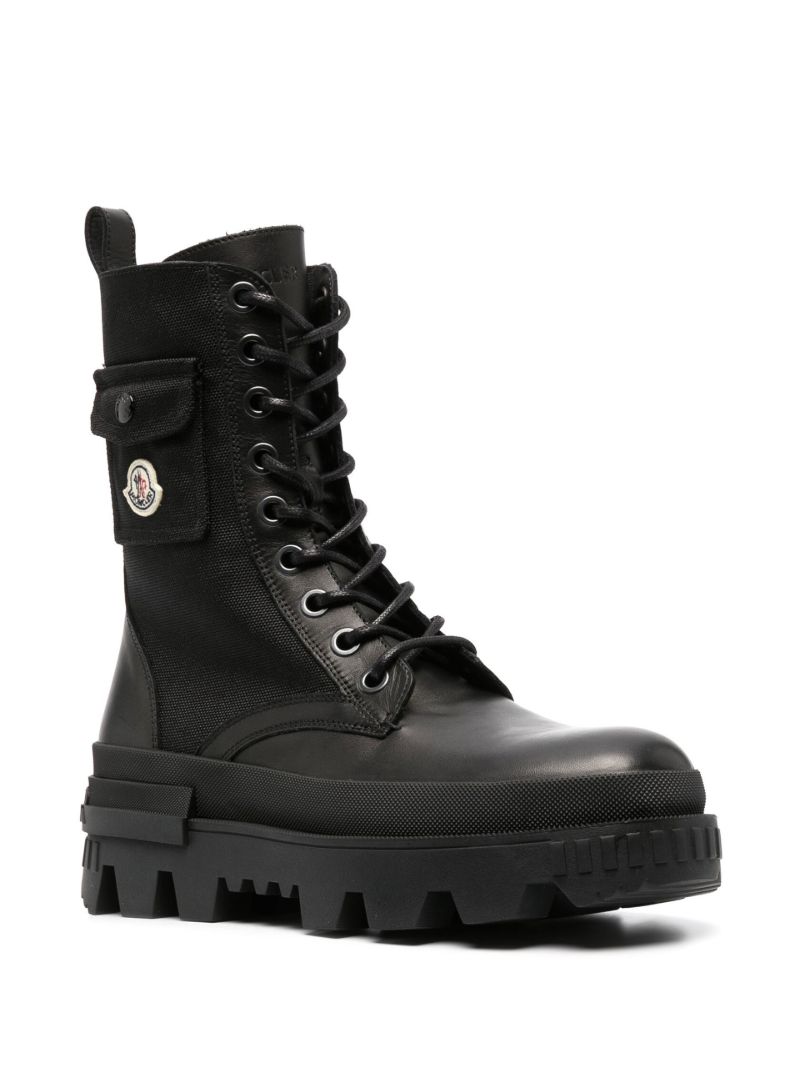 Black Logo Patch Combat Boots
