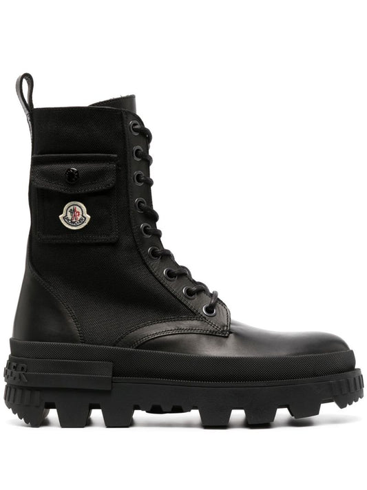 Black Logo Patch Combat Boots
