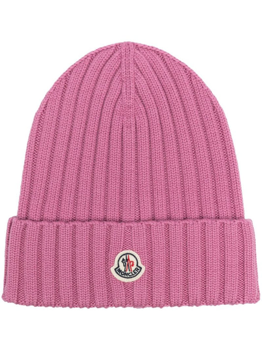 Pink Wool Logo Patch Beanie