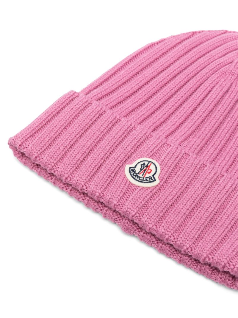 Pink Wool Logo Patch Beanie