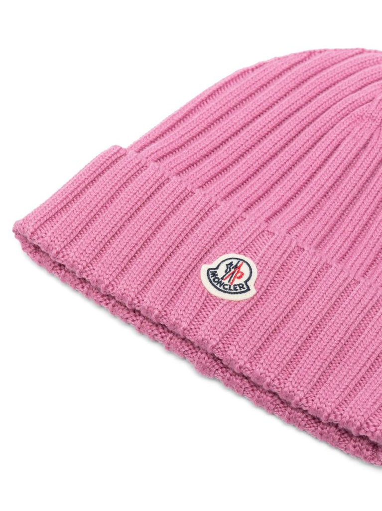 Pink Wool Logo Patch Beanie