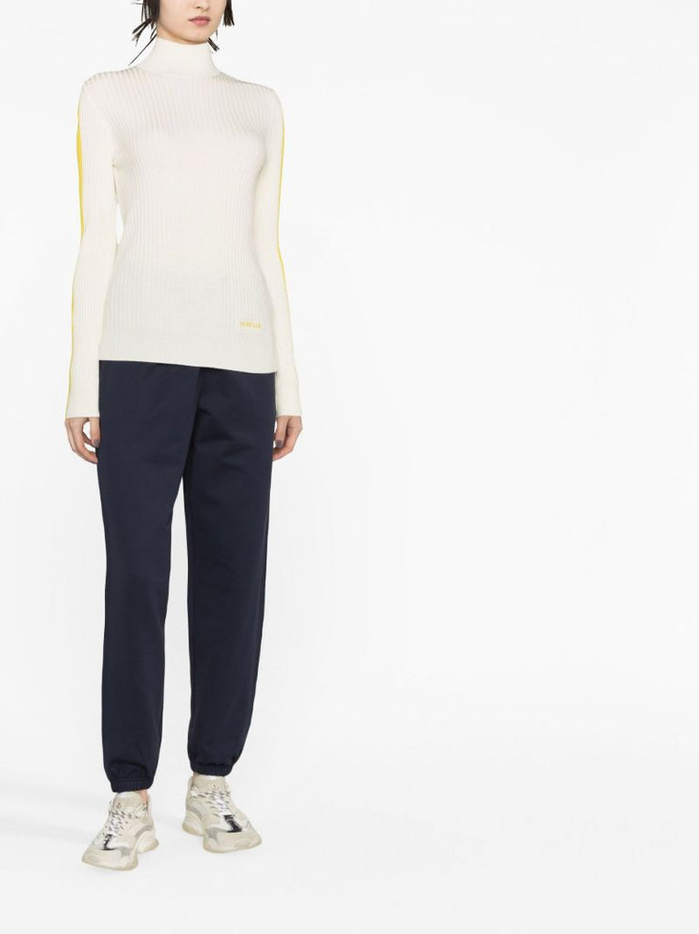 White Ribbed Wool Sweater
