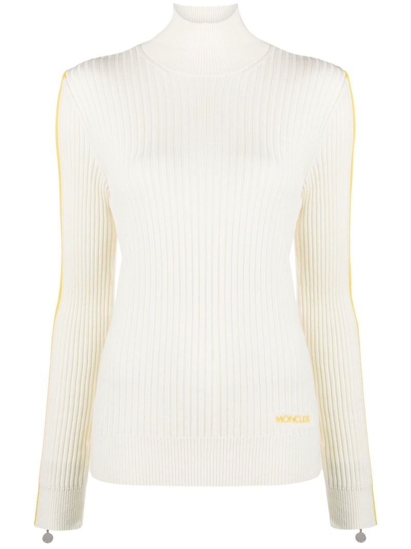 White Ribbed Wool Sweater