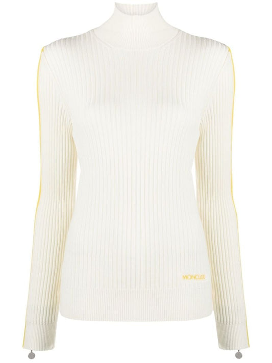 White Ribbed Wool Sweater