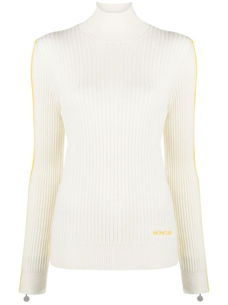 White Ribbed Wool Sweater