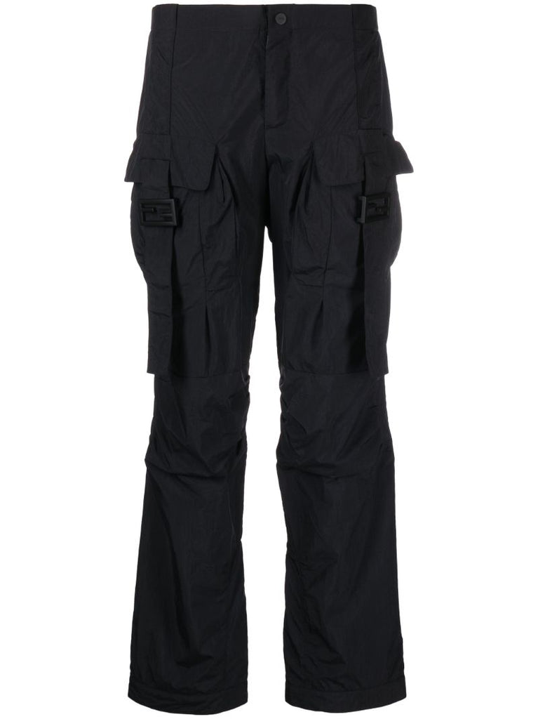 Black Logo Buckle Cargo Trousers