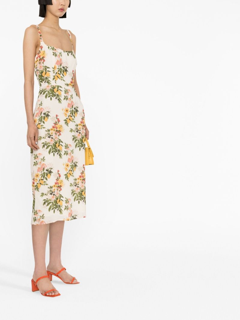 Neutral Besse Floral Print Midi Dress