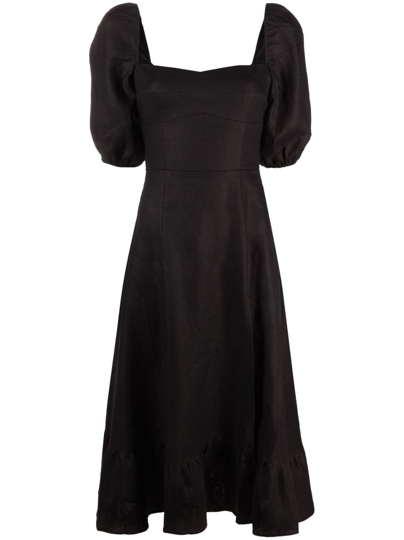 Black Belgium Linen Midi Dress