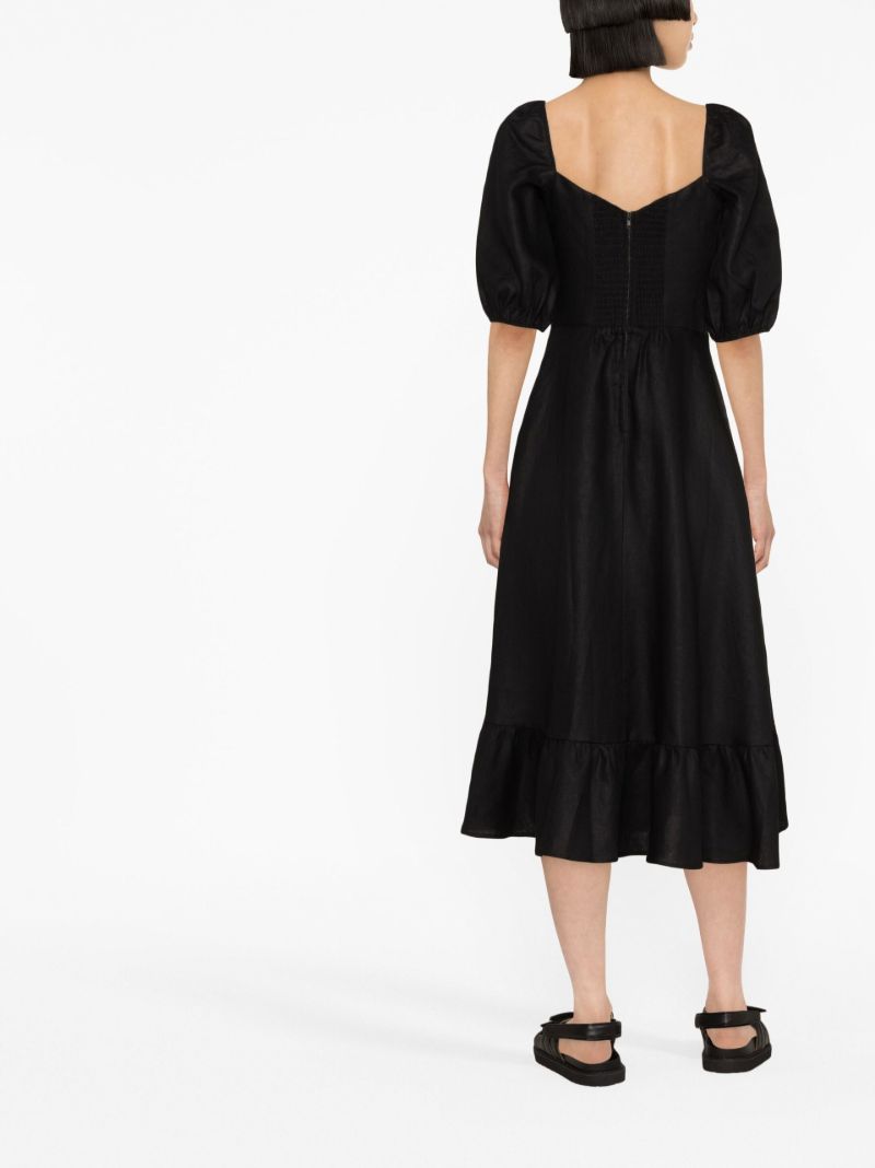 Black Belgium Linen Midi Dress
