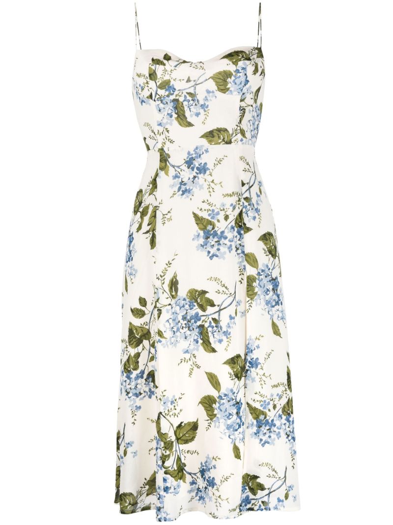 Neutral Juliette Floral Print Midi Dress