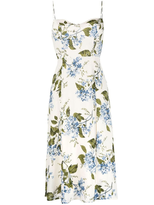 Neutral Juliette Floral Print Midi Dress