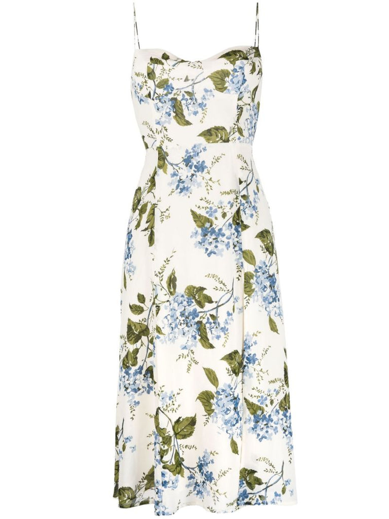 Neutral Juliette Floral Print Midi Dress