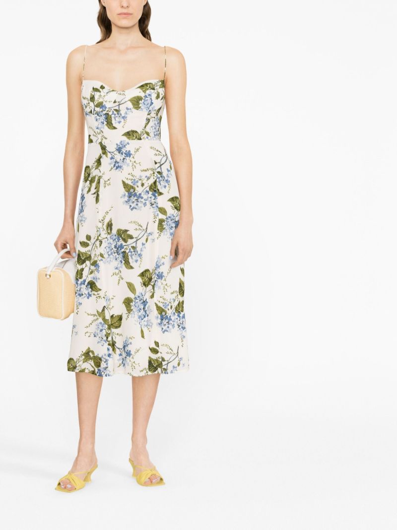 Neutral Juliette Floral Print Midi Dress