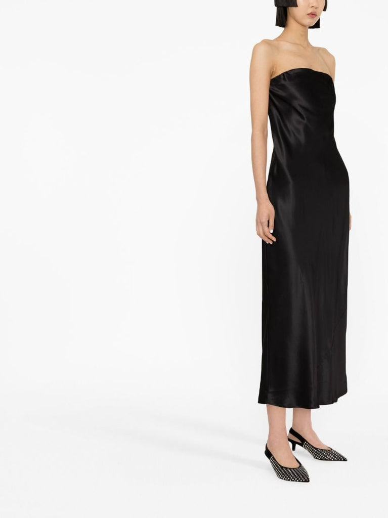 Black Joana Silk Strapless Dress