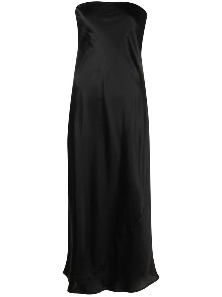 Black Joana Silk Strapless Dress