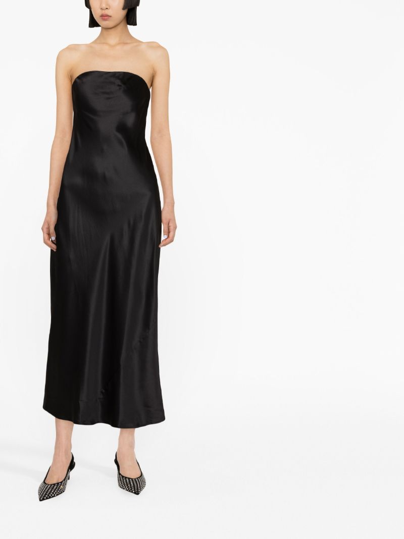 Black Joana Silk Strapless Dress