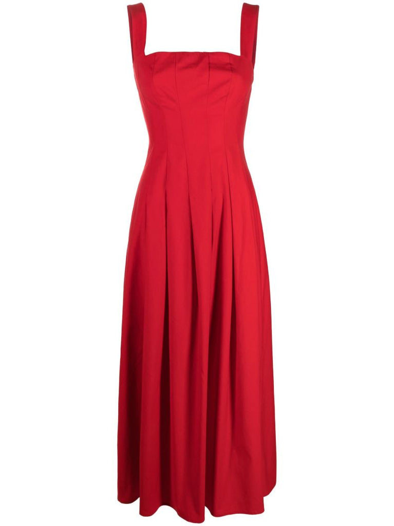 Red Mika Flared Midi Dress