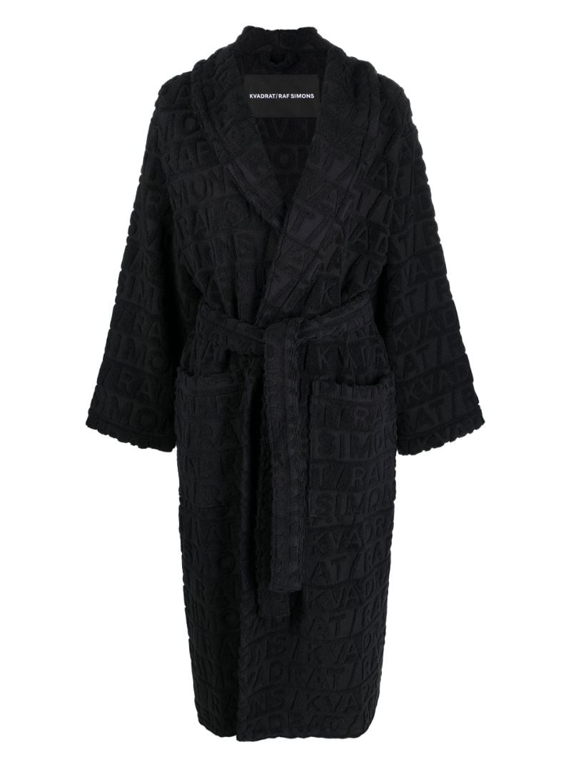 X Raf Simons Black Logo Jacquard Robe