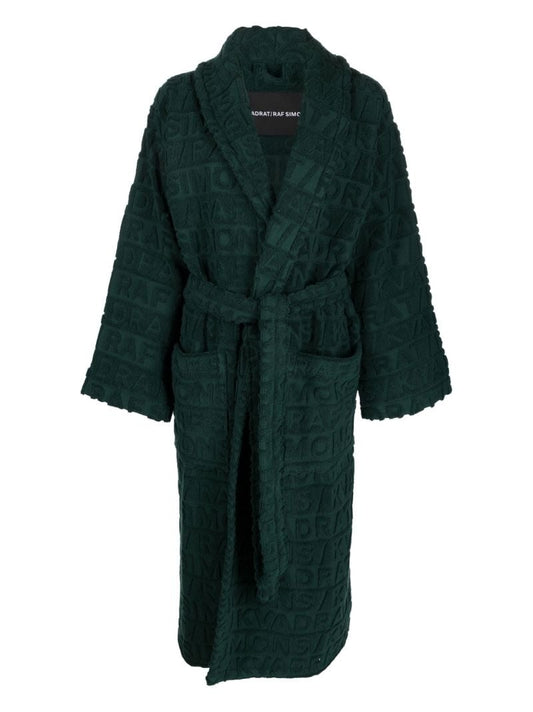 X Raf Simons Green Logo-jacquard Robe