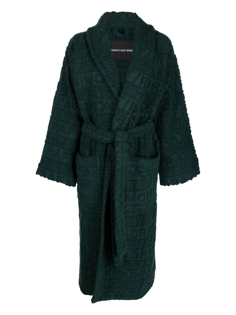 X Raf Simons Green Logo-jacquard Robe
