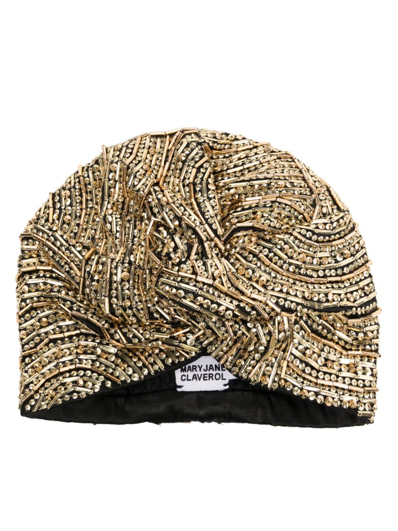Gold-tone Iman Sequinned Head-wrap Cap