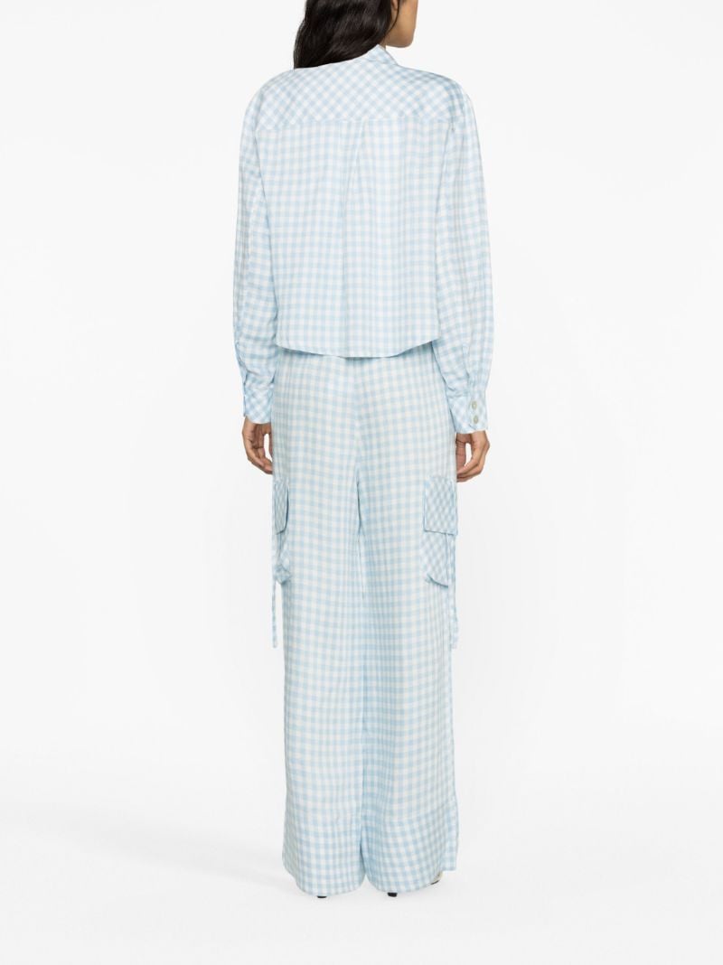 Blue Safari Gingham Cropped Shirt