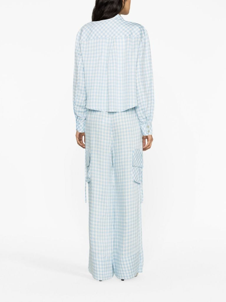 Blue Safari Gingham Cropped Shirt