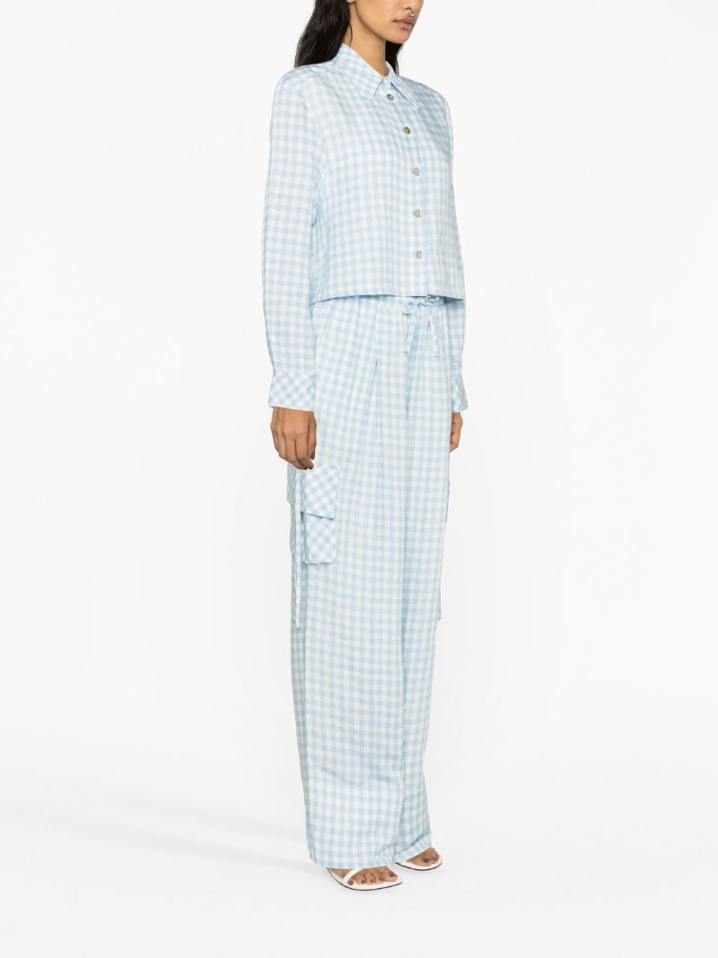 Blue Safari Gingham Cropped Shirt