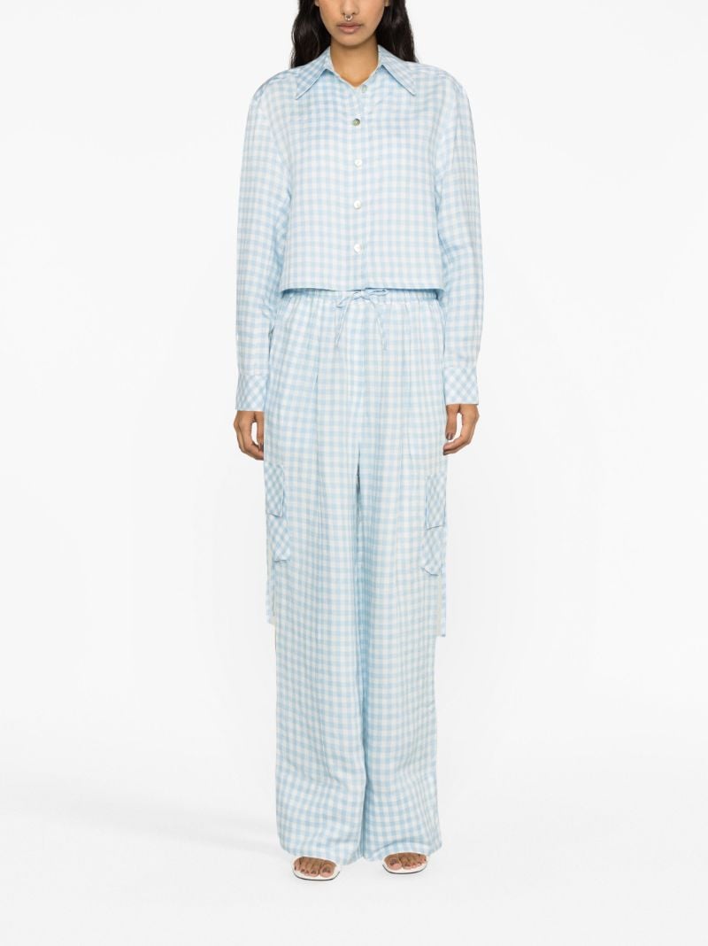 Blue Safari Gingham Cropped Shirt