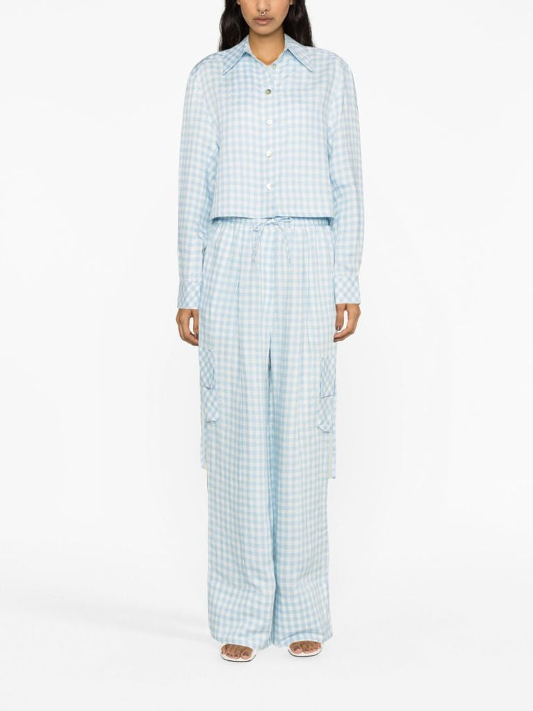 Blue Safari Gingham Cropped Shirt