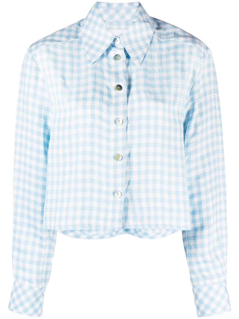 Blue Safari Gingham Cropped Shirt