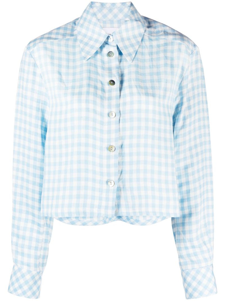 Blue Safari Gingham Cropped Shirt