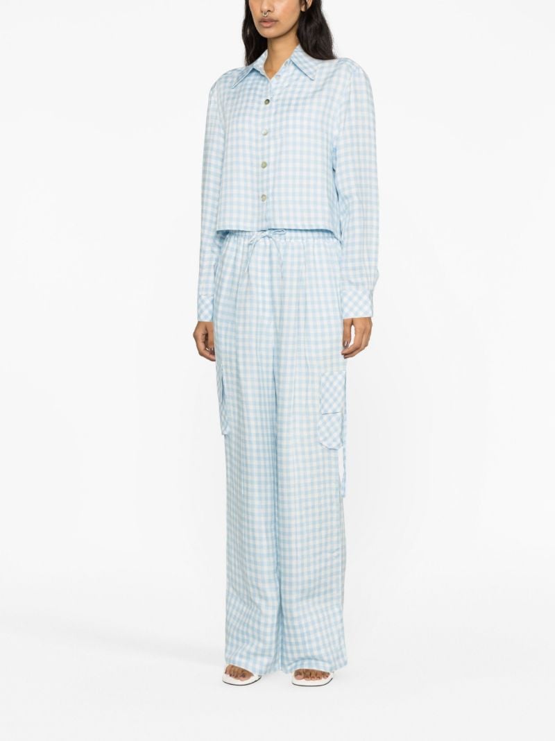 Blue Safari Gingham Cargo Trousers