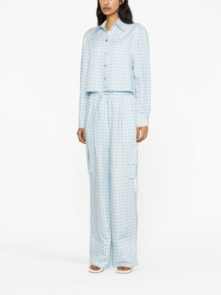 Blue Safari Gingham Cargo Trousers