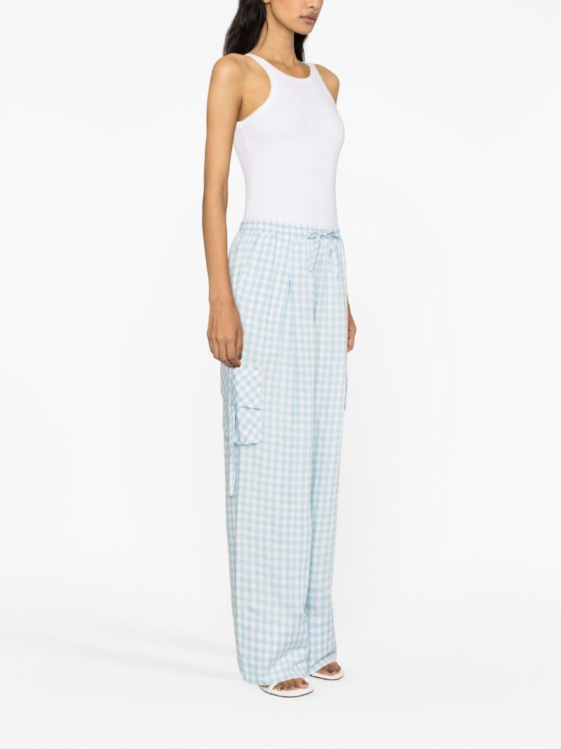 Blue Safari Gingham Cargo Trousers