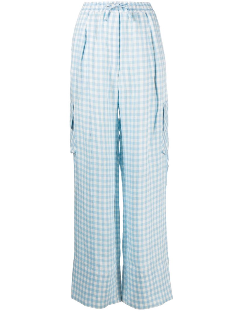 Blue Safari Gingham Cargo Trousers